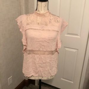 Express Victorian style high neck cap sl top M